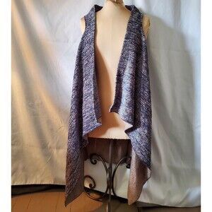 Thomasina Long Denim Weave Vest Cape Boho Medium
